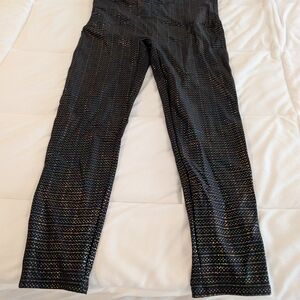 SPANX Black Leggings With Iridescent Dots, Size XL